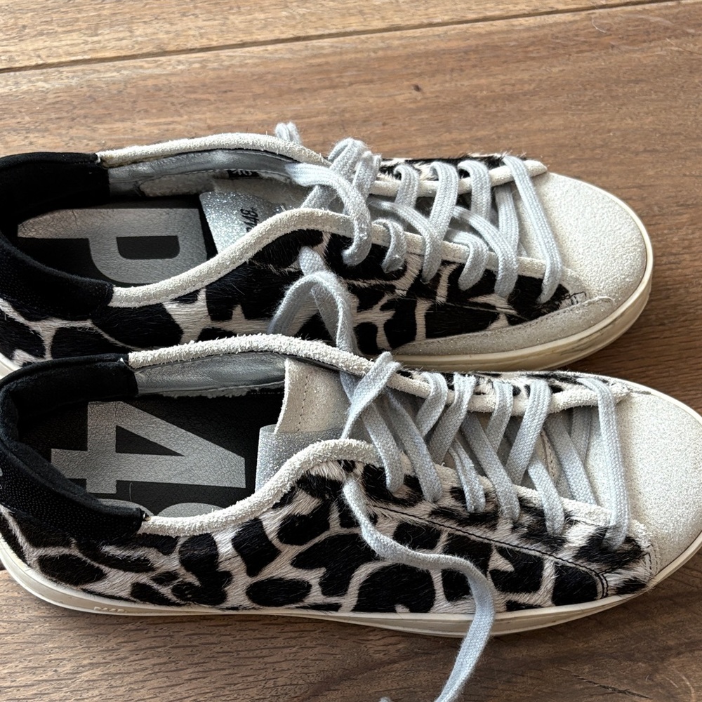 P448 Black and White Animal Print Sneakers